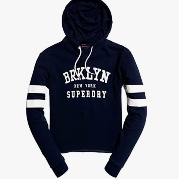 SuperDry Cropped Brooklyn Hoodie Sweatshirt in Light Grey — XL - Picture 8 of 8